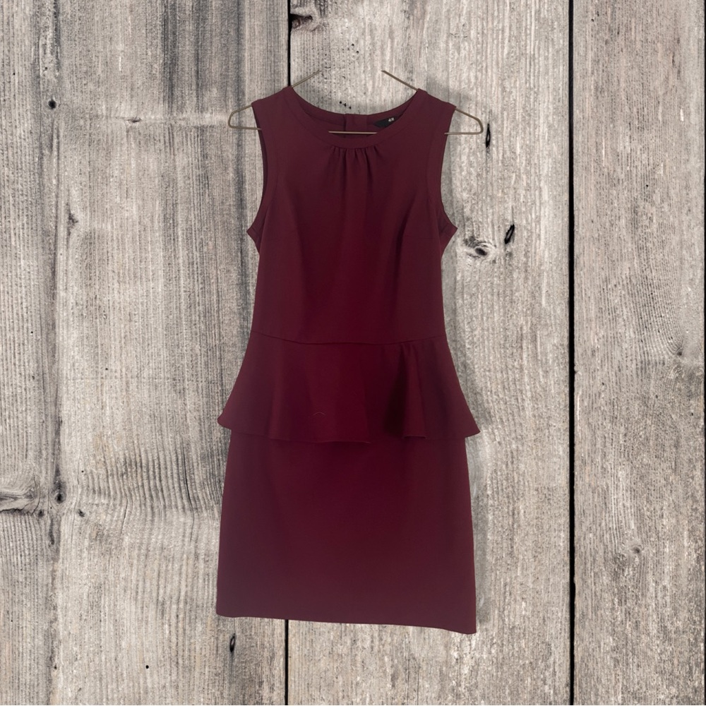 H&M Cranberry Peplum Dress